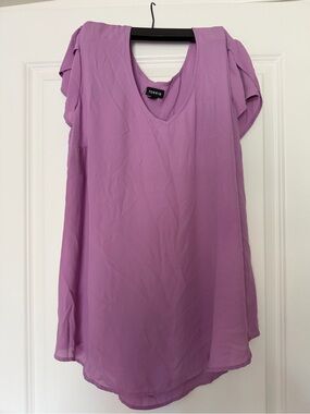 torrid Lilac V-Neck Flutter Sleeve Top